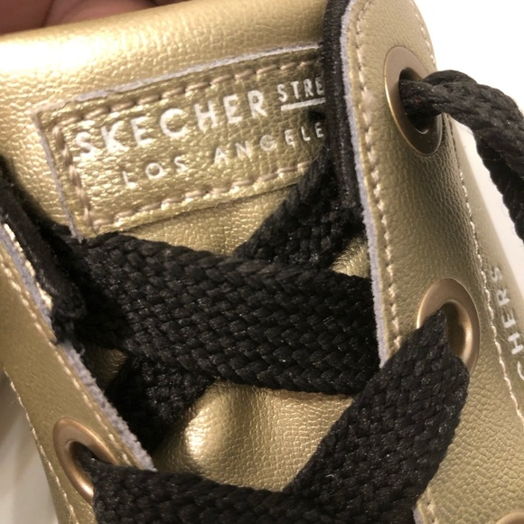Skechers Hi Lites Gold and Black Sneakers - Picture 6 of 13